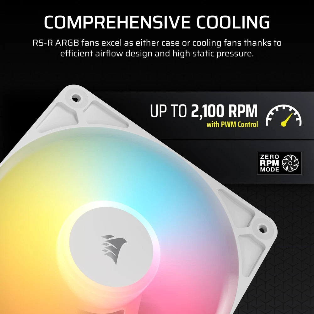 CORSAIR - RS120-R ARGB 120mm PWM Fans (3-pack) - White