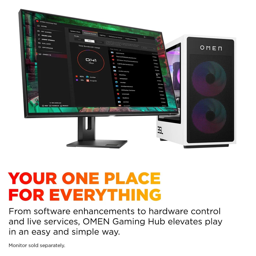 HP OMEN - 35L Gaming Desktop - AMD Ryzen 5 8400F - 16GB DDR5 Memory - NVIDIA GeForce RTX 5060 - 1TB SSD - Panda Metal