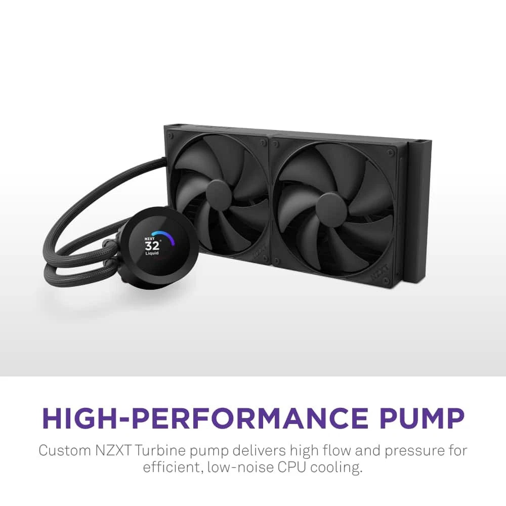 NZXT - Kraken Plus 240mm Radiator CPU Liquid Cooler (2 x 120mm F120P Fans) with 1.54" Square LCD - Black