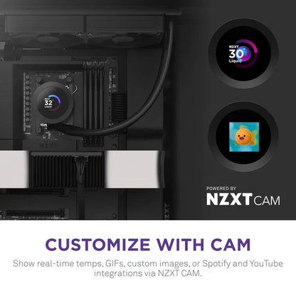 NZXT - Kraken Plus 240mm Radiator CPU Liquid Cooler (2 x 120mm F120P Fans) with 1.54" Square LCD - Black