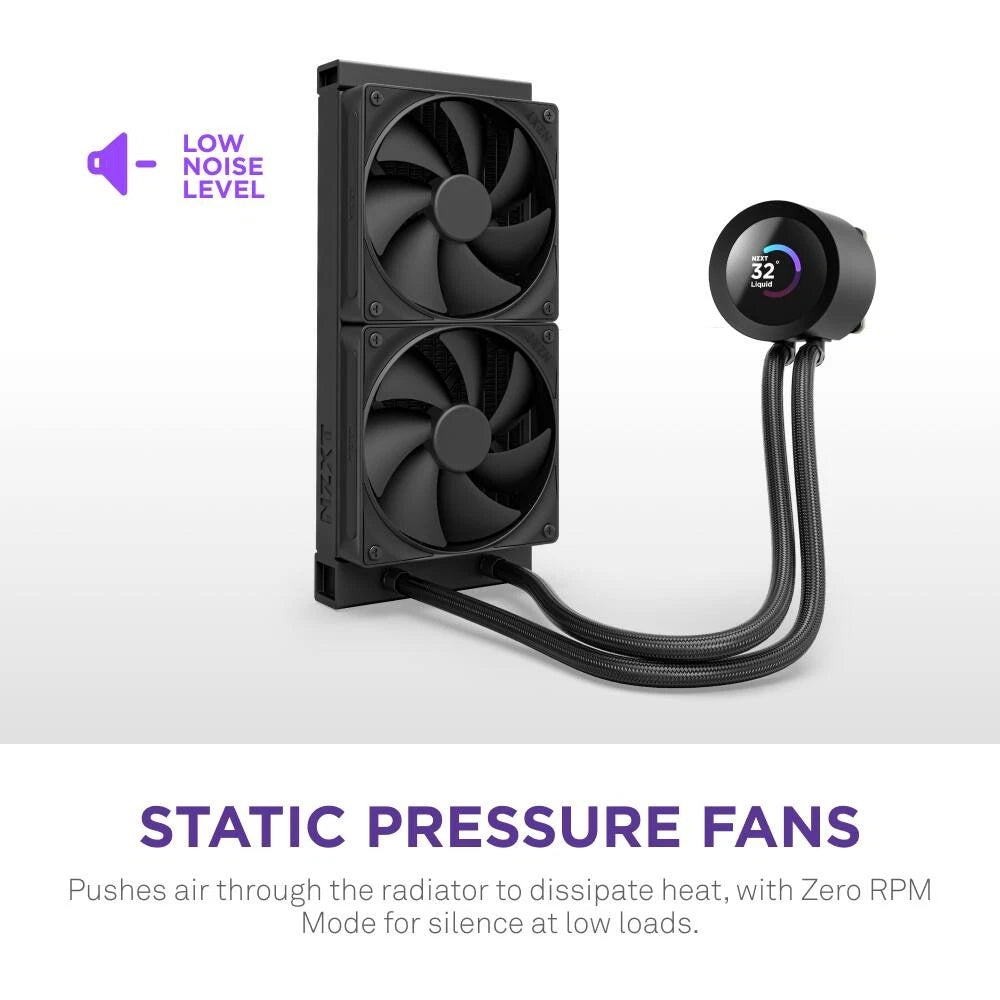 NZXT - Kraken Plus 240mm Radiator CPU Liquid Cooler (2 x 120mm F120P Fans) with 1.54" Square LCD - Black