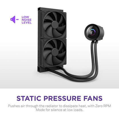 NZXT - Kraken Plus 240mm Radiator CPU Liquid Cooler (2 x 120mm F120P Fans) with 1.54" Square LCD - Black