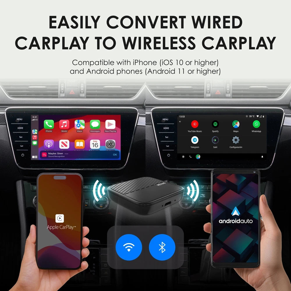 Rexing - CPW-22 Wireless CarPlay & Android Auto Adapter for iPhone (iOS 10+) and Android (Android 11+) - Black