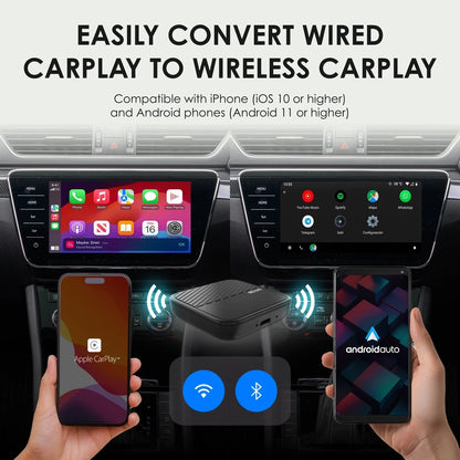 Rexing - CPW-22 Wireless CarPlay & Android Auto Adapter for iPhone (iOS 10+) and Android (Android 11+) - Black