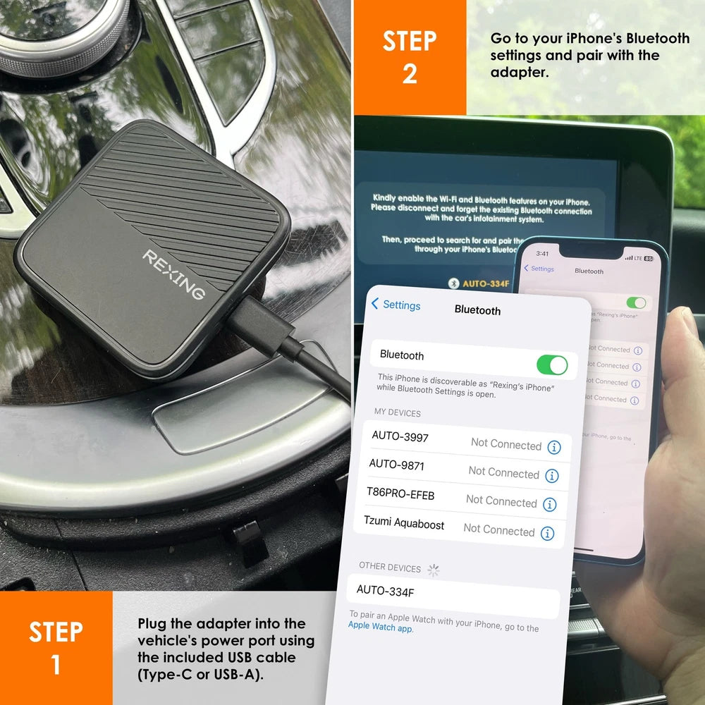 Rexing - CPW-22 Wireless CarPlay & Android Auto Adapter for iPhone (iOS 10+) and Android (Android 11+) - Black