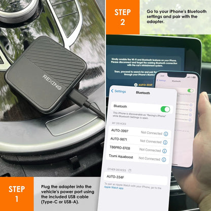 Rexing - CPW-22 Wireless CarPlay & Android Auto Adapter for iPhone (iOS 10+) and Android (Android 11+) - Black